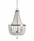 Dumas 16"W 3-Light Brushed Steel Finish Weathered White Wood Bead Chandelier by KenroyHome