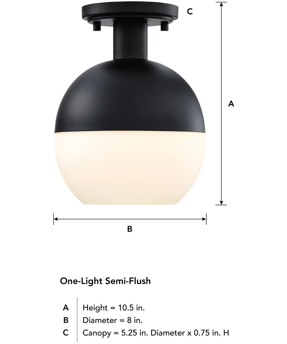 Linden 1 Light Semi Flush Mount Matte Black