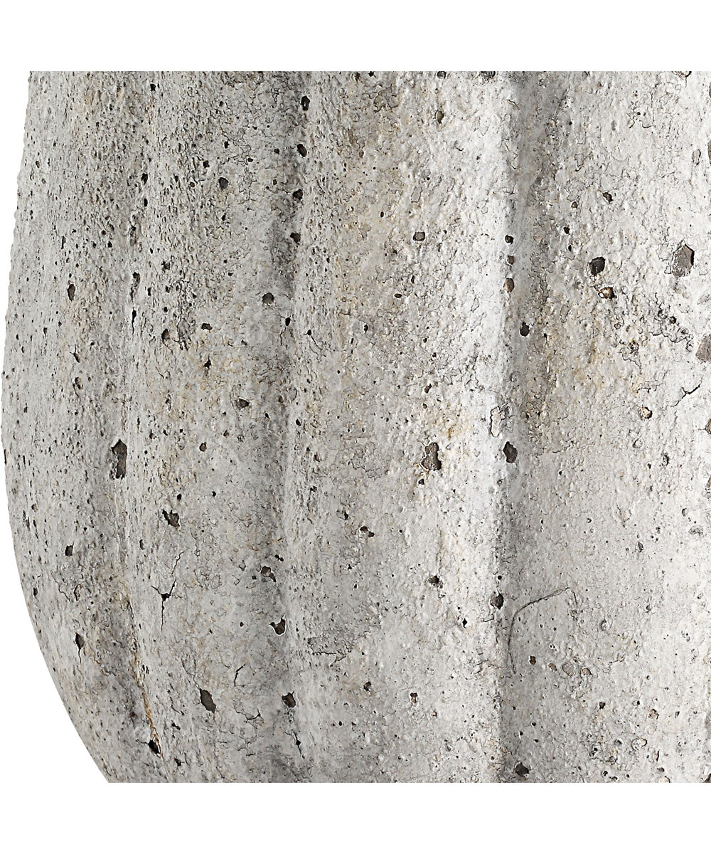 Ceramic Table Lamp in Weathered Stone and White Linen