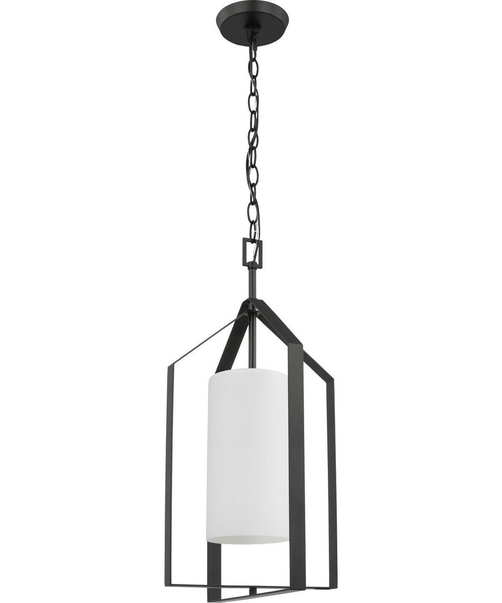 Vertex 1-Light Etched White Foyer Light Matte Black