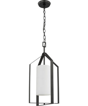 Vertex 1-Light Etched White Foyer Light Matte Black