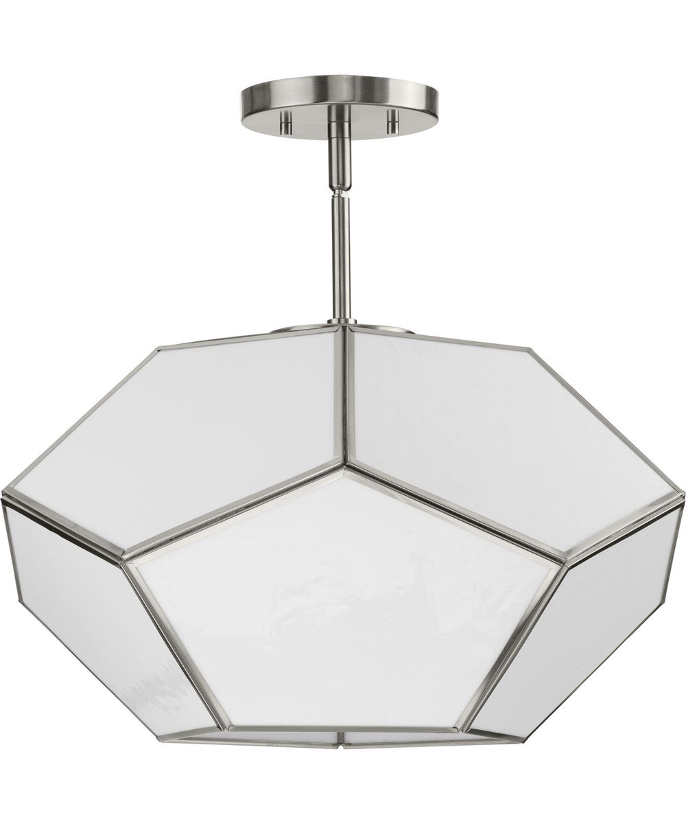 Latham 18 in. 3-Light Flush Mount Brushed Nickel