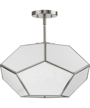 Latham 18 in. 3-Light Flush Mount Brushed Nickel