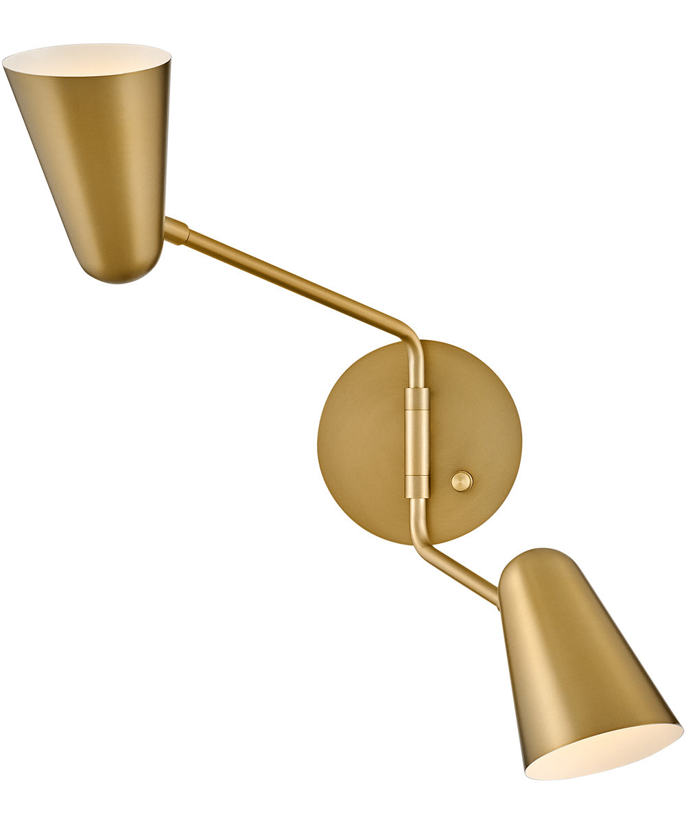 Birdie 2-Light Large Two Light Sconce in Lacquered Brass
