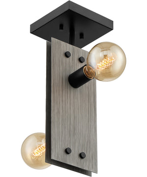 6"W Stella 2-Light Close-to-Ceiling Driftwood / Black