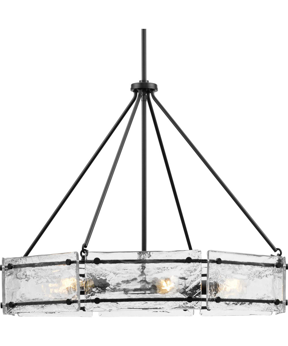 Rivera 6-Light Luxe Industrial Chandelier Matte Black