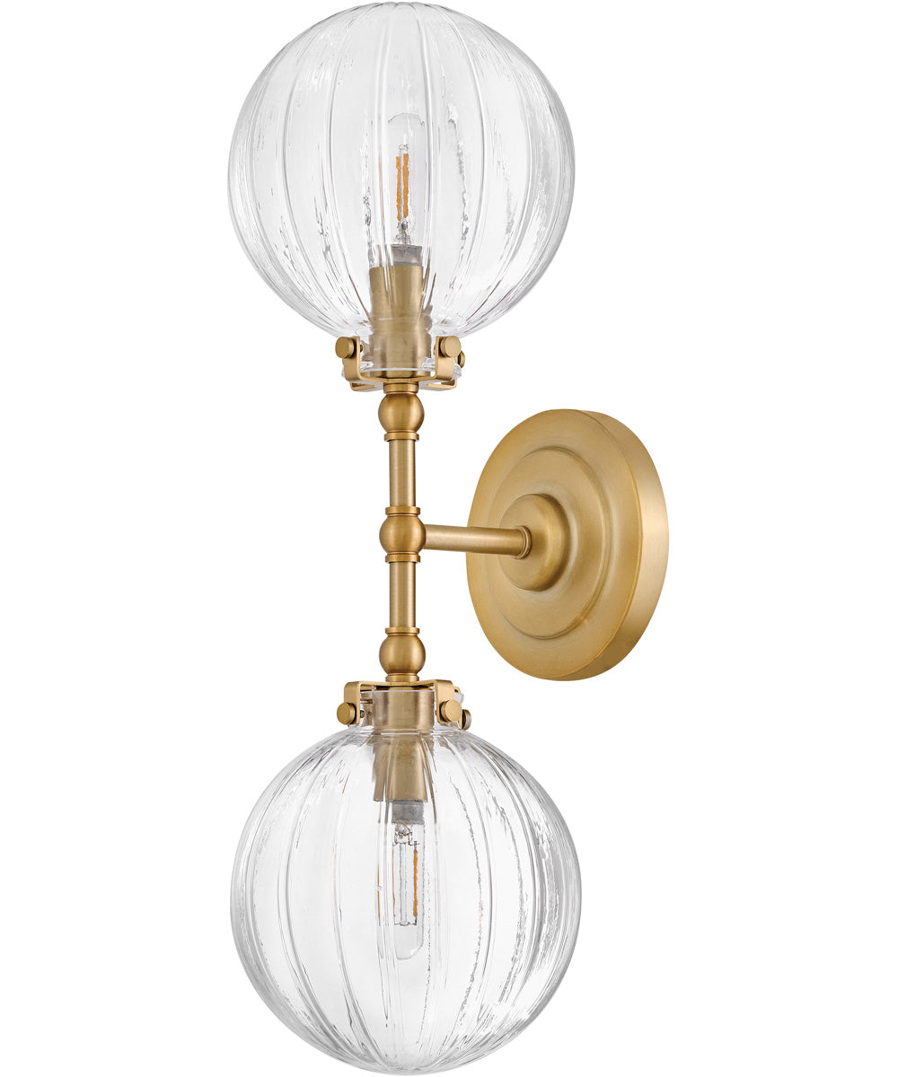 Helene 2-Light Medium Two Light Sconce in Lacquered Brass