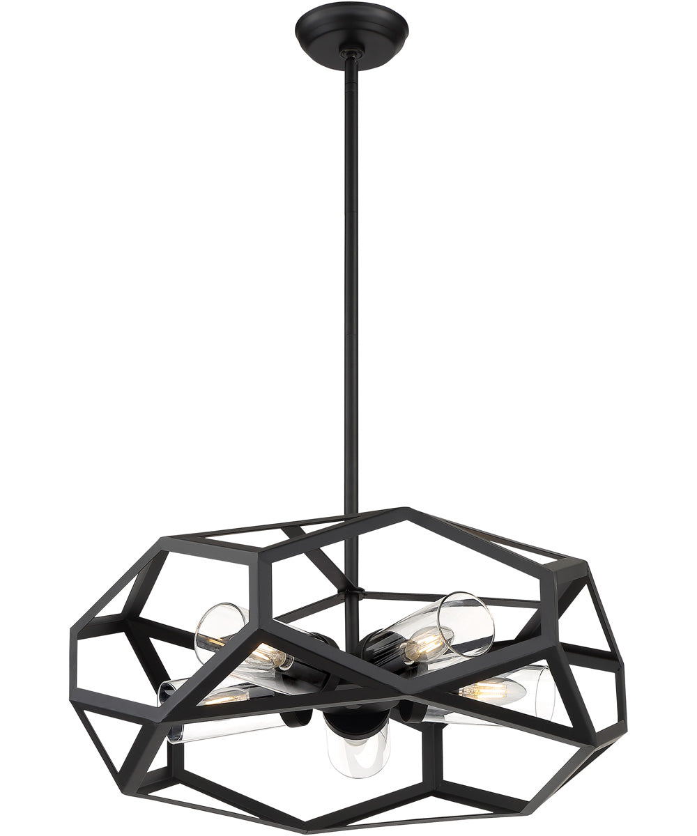24"W Zemi 5-Light Chandelier Black