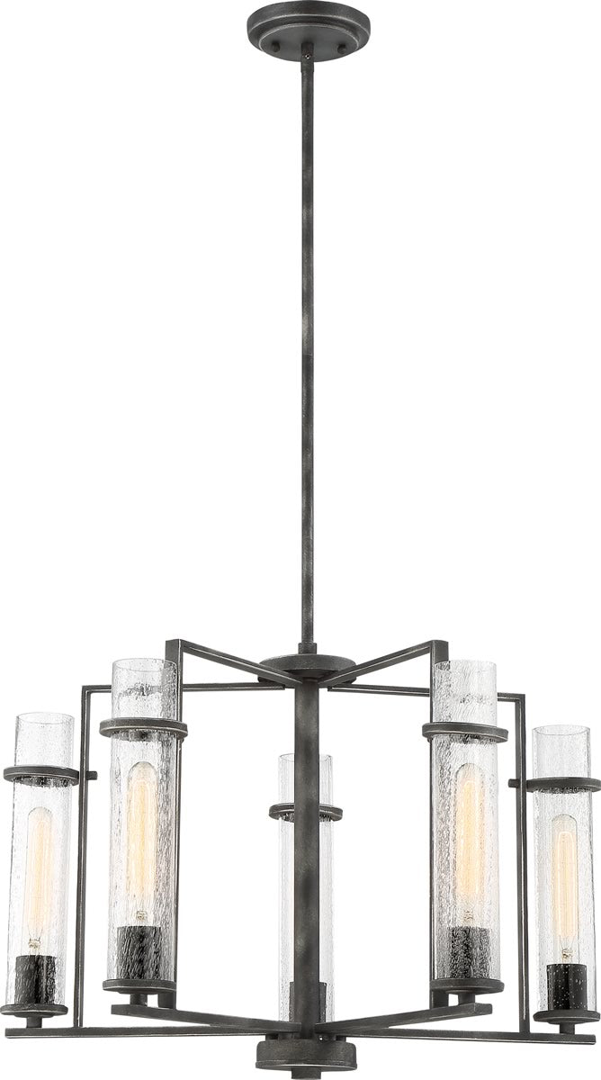 25"W Donzi 5-Light Chandelier Iron Black