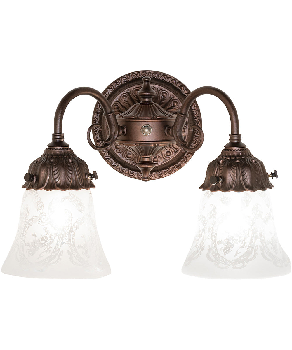 13" Wide Wreath & Garland 2 Light Wall Sconce