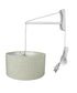 16"W MAST Plug-In Wall Mount Pendant 2 Light White Cord/Arm with Diffuser Textured Oatmeal Shade