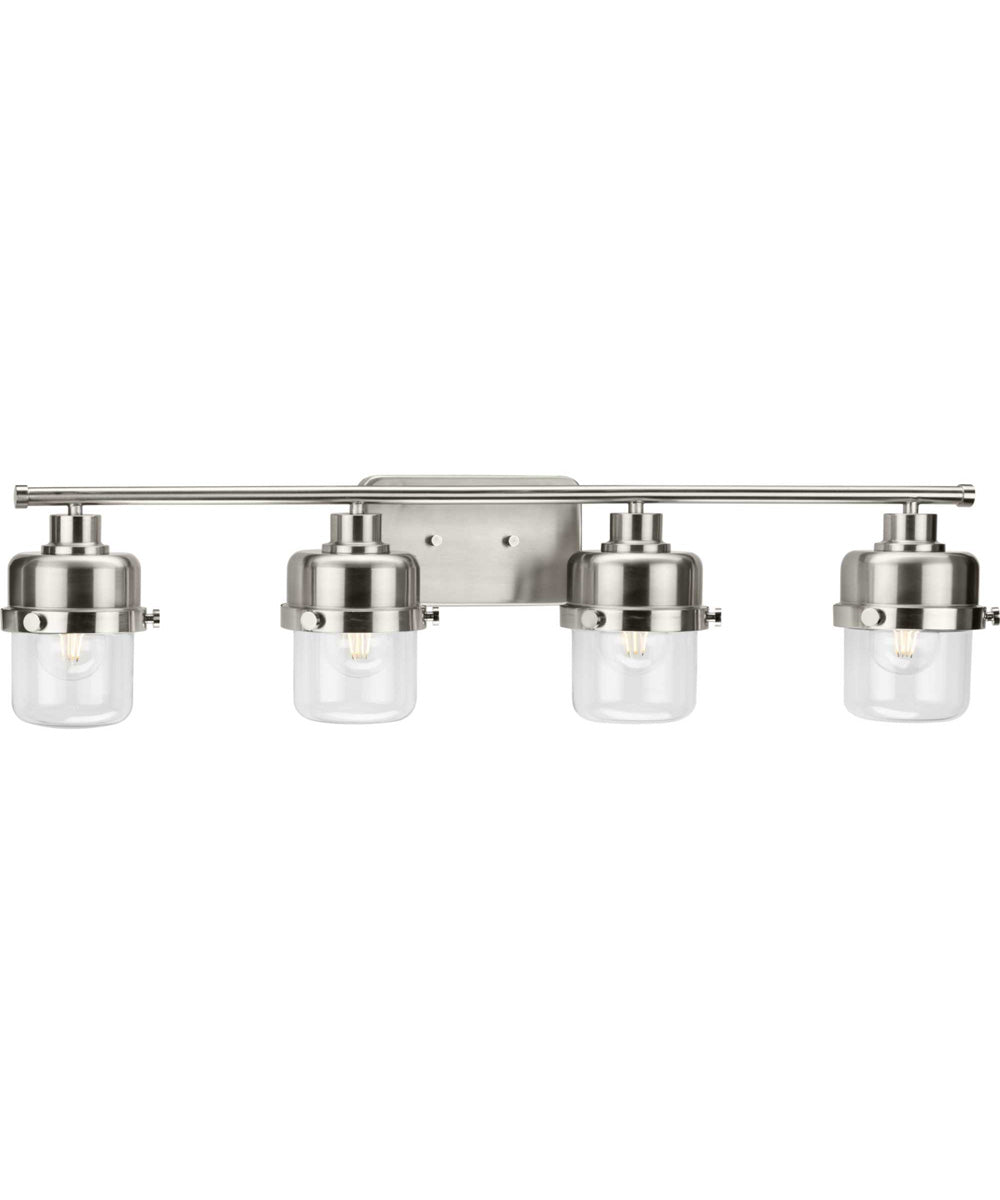 Beckner 4-Light Clear Glass Urban Industrial Bath Light Brushed Nickel