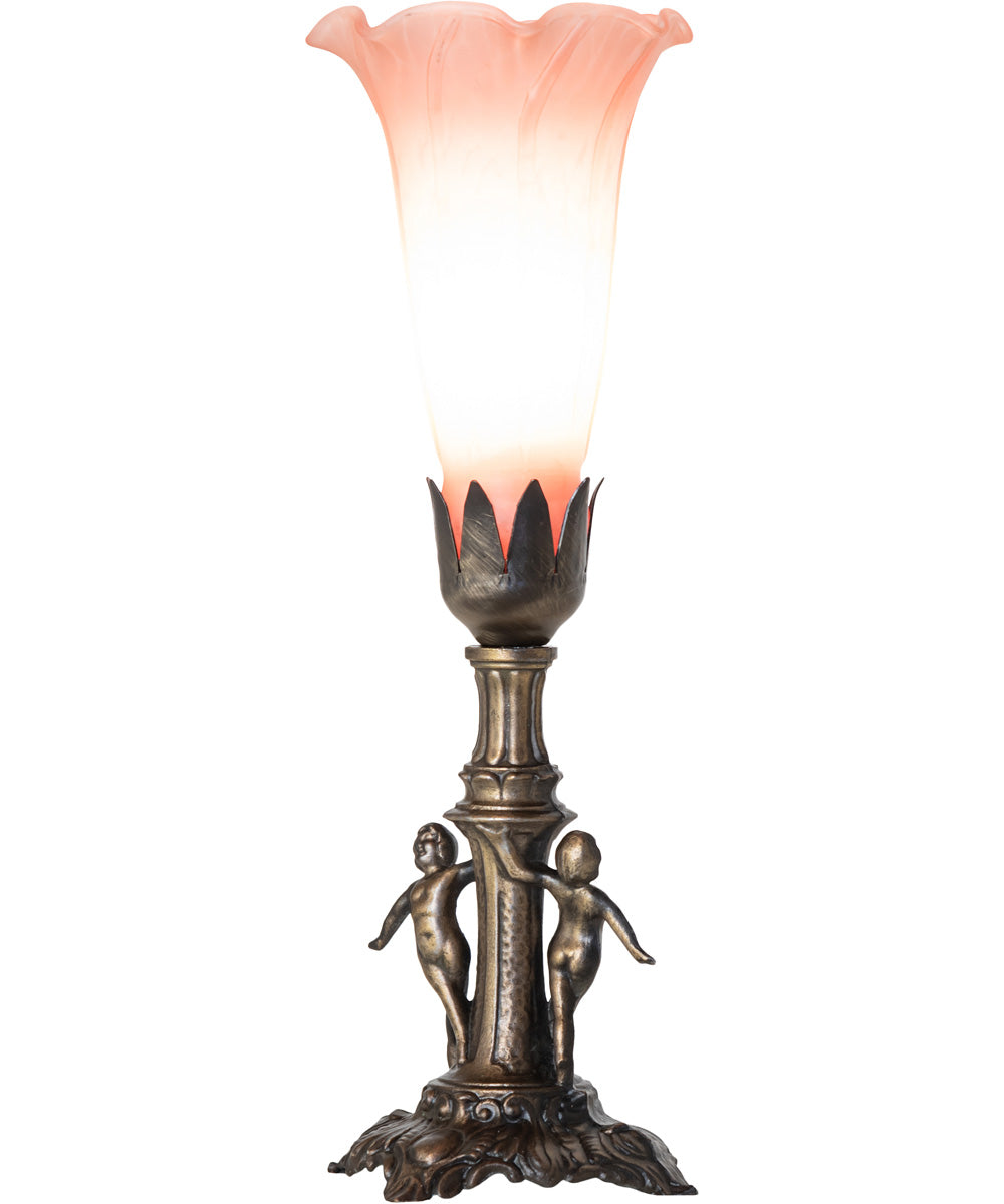 11" High Pink Tiffany Pond Lily Maidens Mini Lamp