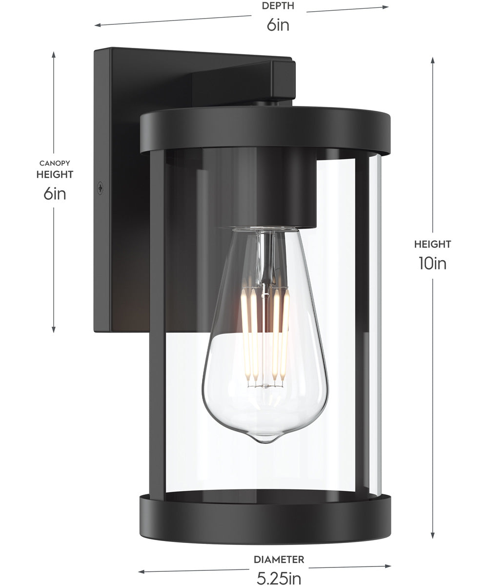 Kagen Small Outdoor Wall Light with Clear Glass Panels Matte Black