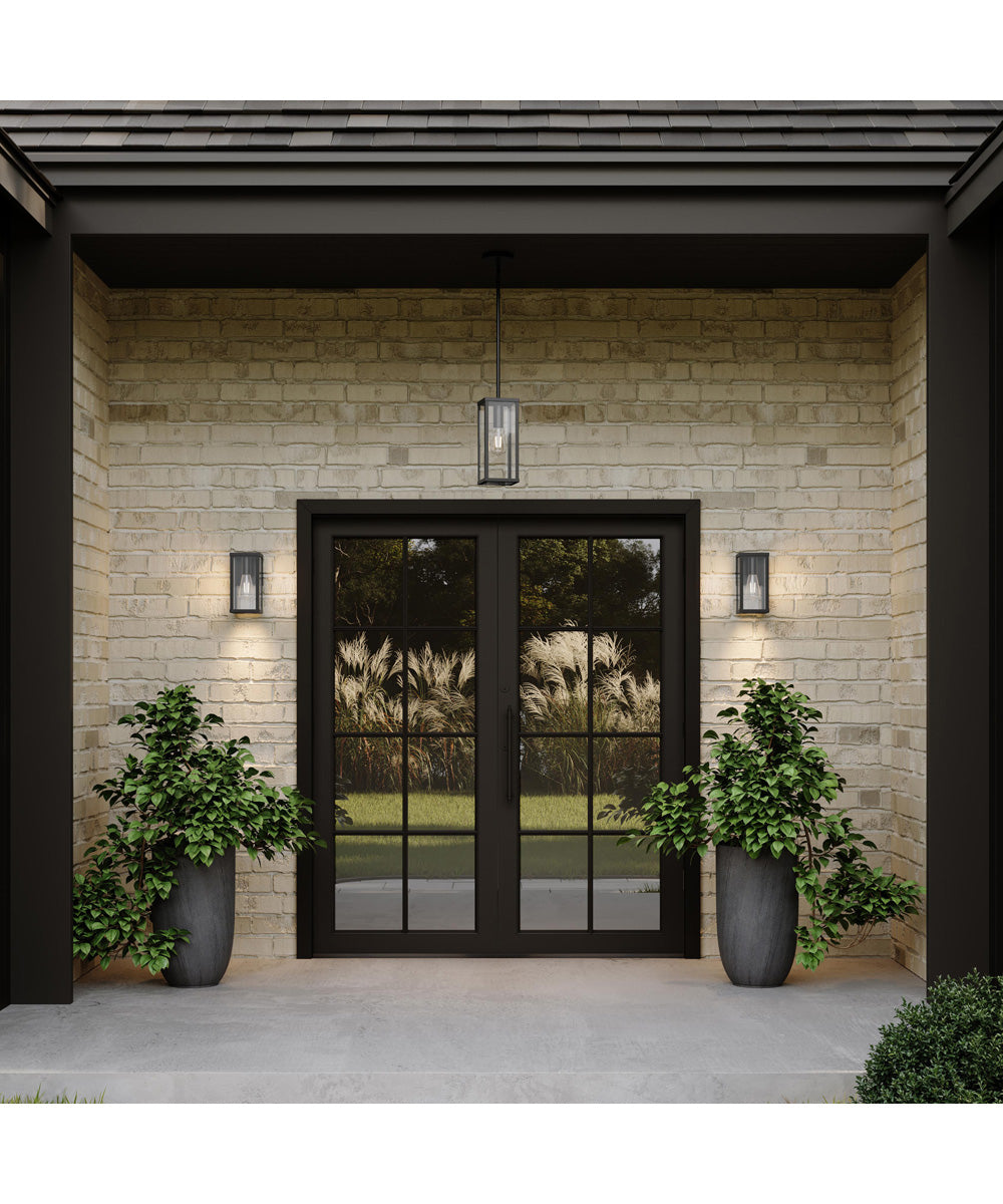 Ryle 1-Light Small Wall Lantern with Clear Glass Panels Matte Black