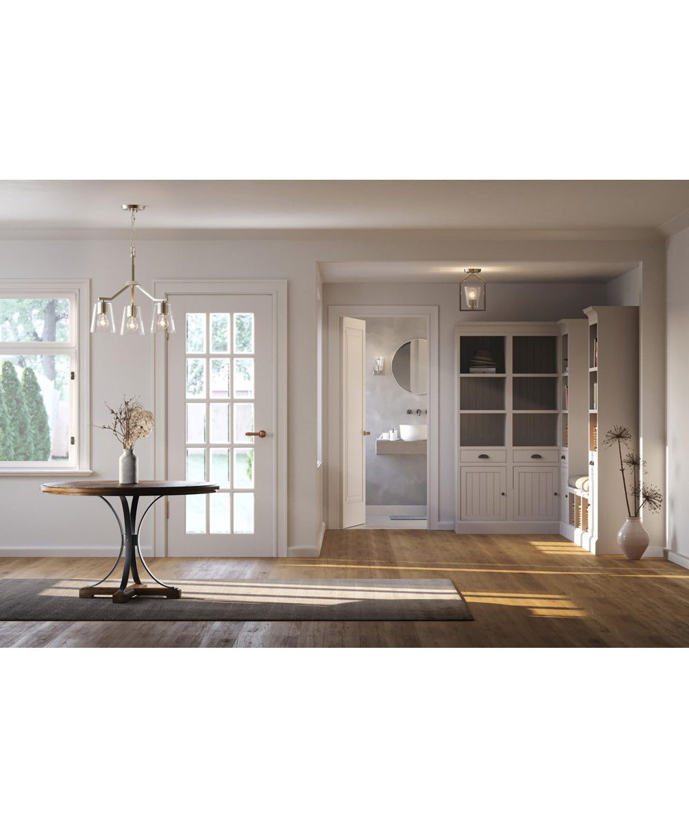 Vertex 3-Light Clear Glass Convertible Chandelier Brushed Nickel