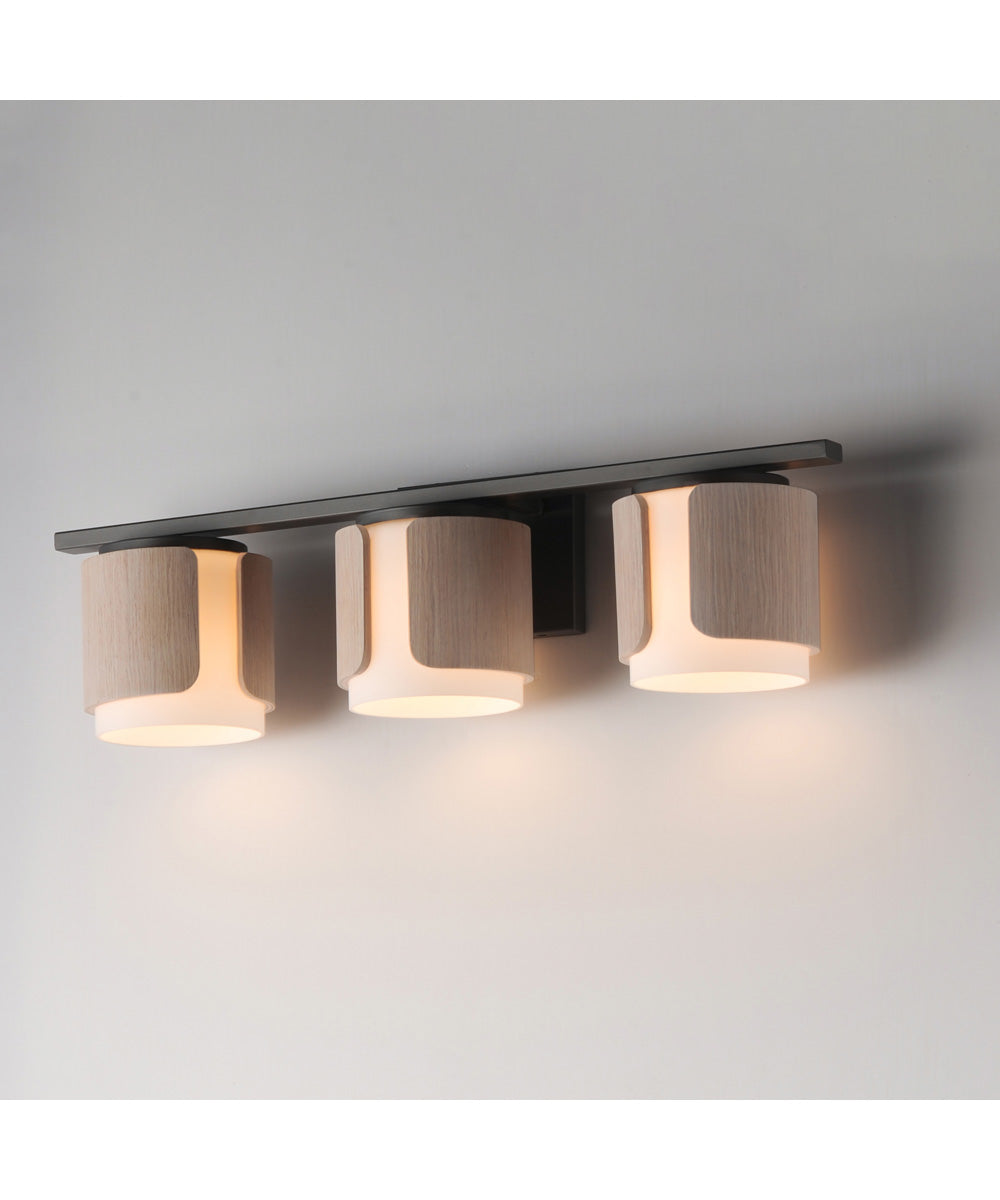 Draughtsman 3-Light Bath Vanity Natural Wood/Charcoal