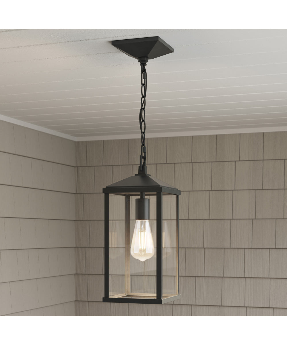 Cantley Outdoor Pendant with Clear Glass Panels Matte Black
