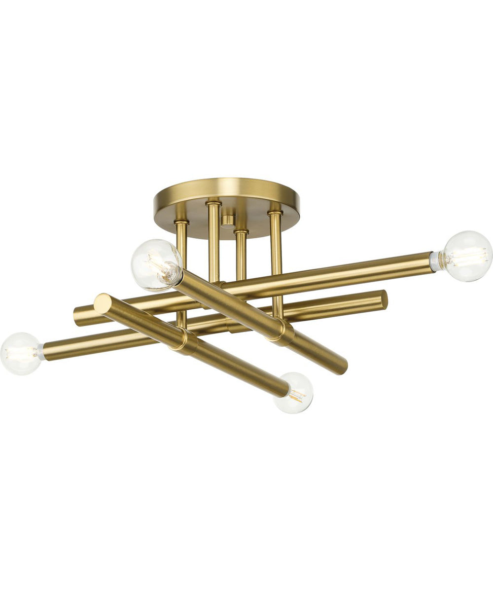 Arya 4-Light 20" Semi-Flush Mount Light Brushed Gold