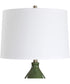 Ceramic Gourd Table Lamp with Dark Green Glaze with White Linen