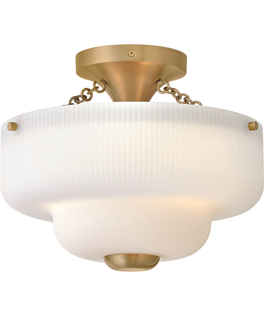 Adella 3-Light Small Semi-Flush Mount in Lacquered Brass