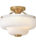 Adella 3-Light Small Semi-Flush Mount in Lacquered Brass