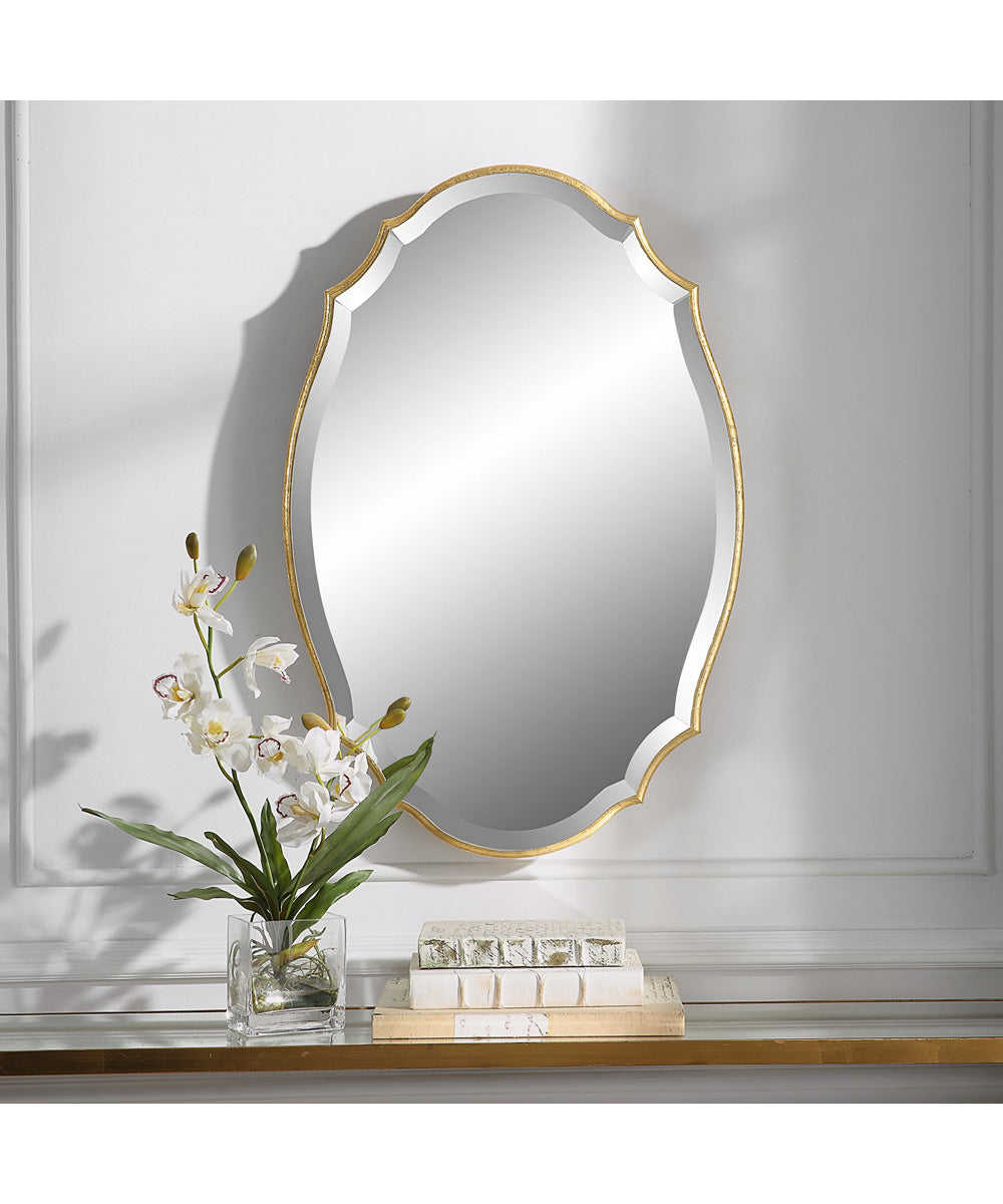 20x30" Wall Mirror Lightly Antiqued with Metallic Gold Leaf