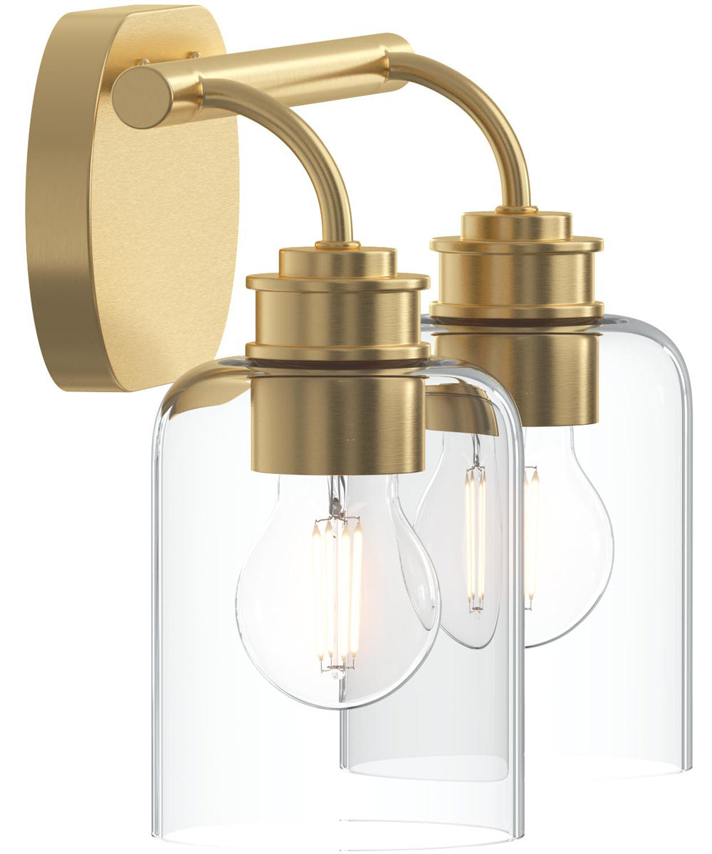 Reines 2-Light Bath Vanity with Clear Glass Shades Brushed Gold