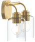 Reines 2-Light Bath Vanity with Clear Glass Shades Brushed Gold