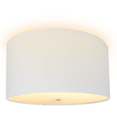 16"W Moderne Flush Mount Conversion Kit  White Linen Drum Lampshade
