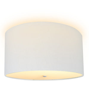 16"W Moderne Flush Mount Conversion Kit  White Linen Drum Lampshade