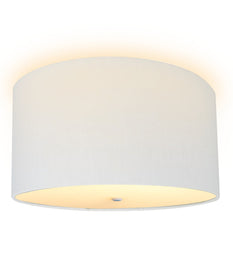 16"W Moderne Flush Mount Conversion Kit  White Linen Drum Lampshade