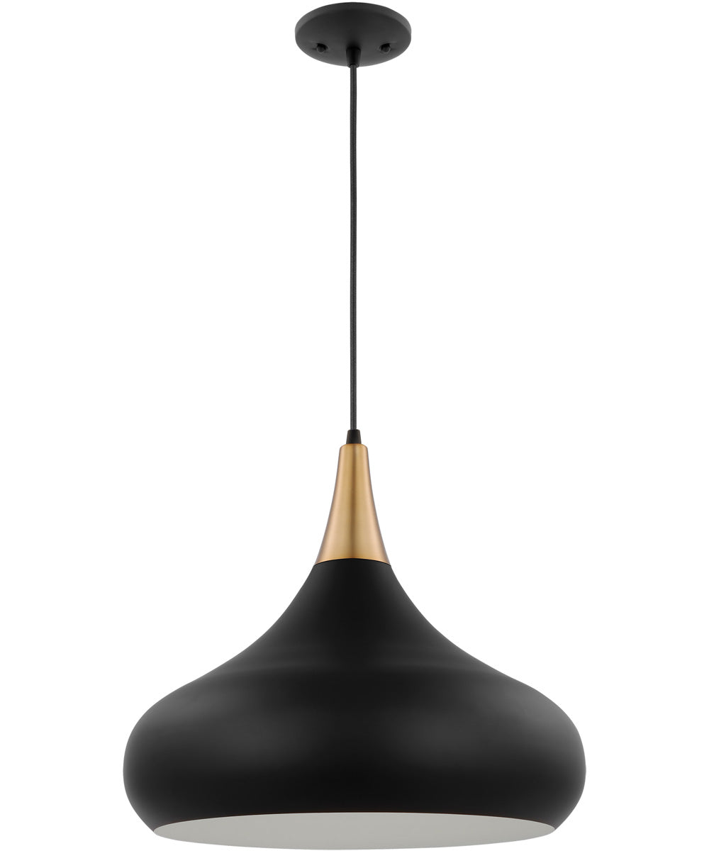 Phoenix 1-Light Pendant Matte Black / Burnished Brass