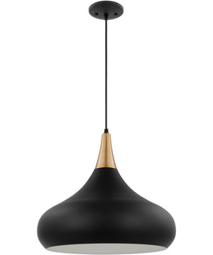Phoenix 1-Light Pendant Matte Black / Burnished Brass