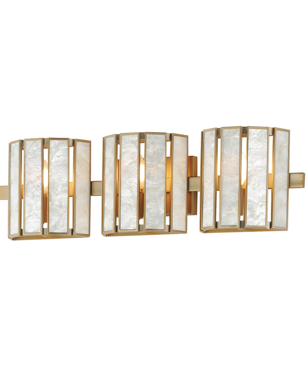 Miramar 3-Light Wall Sconce Capiz / Natural Aged Brass
