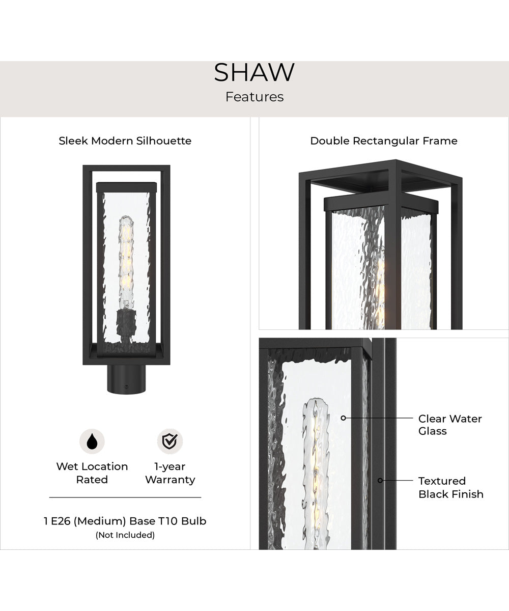 Shaw 19 Inch 1 Light Outdoor Post Light with Clear Glass Textured Black