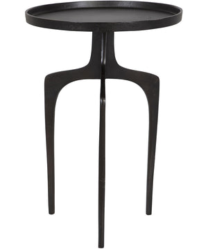 Accent Table with Curved Legs Textured Raw Dark Brown