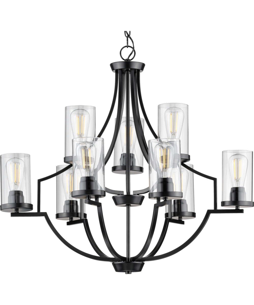 Lassiter 9-Light Clear Glass Modern Chandelier Light Matte Black