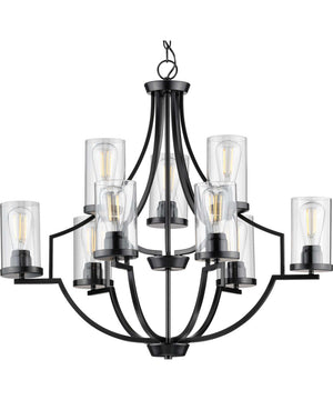 Lassiter 9-Light Clear Glass Modern Chandelier Light Matte Black