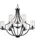 Lassiter 9-Light Clear Glass Modern Chandelier Light Matte Black