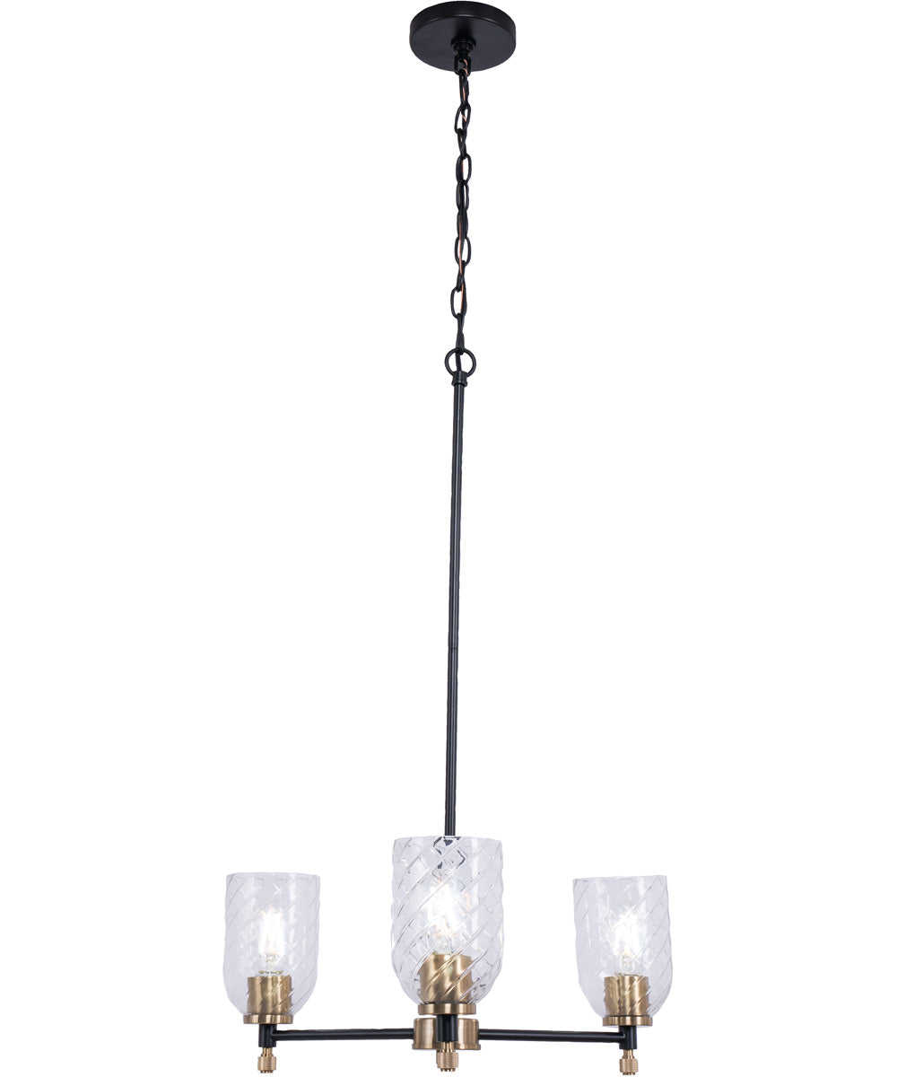 Council 3-Light Lighting Flat Black/Satin Brass