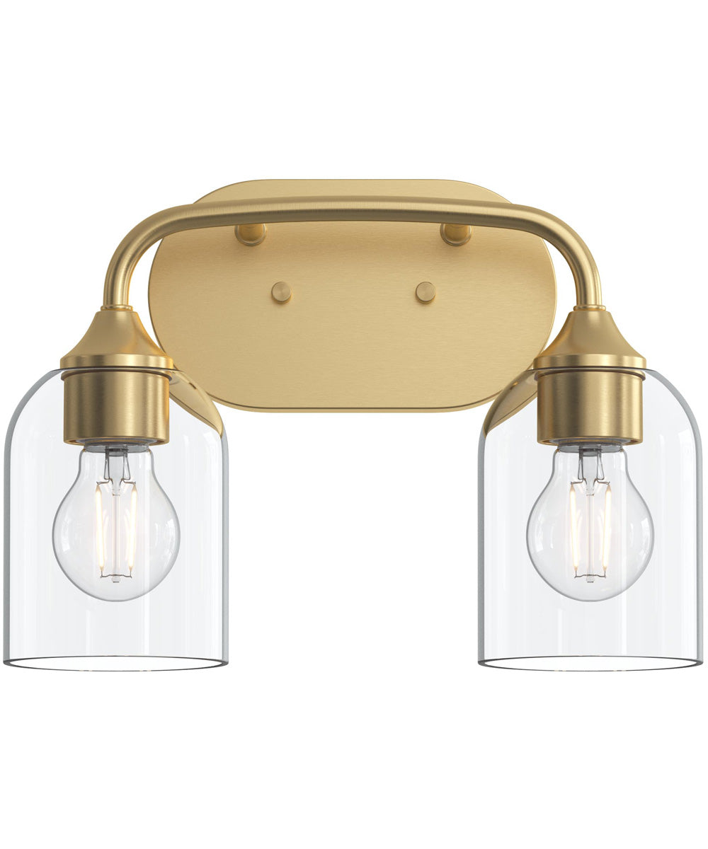 Ilia 2-Light Bath Vanity with Clear Glass Shade Brushed Gold