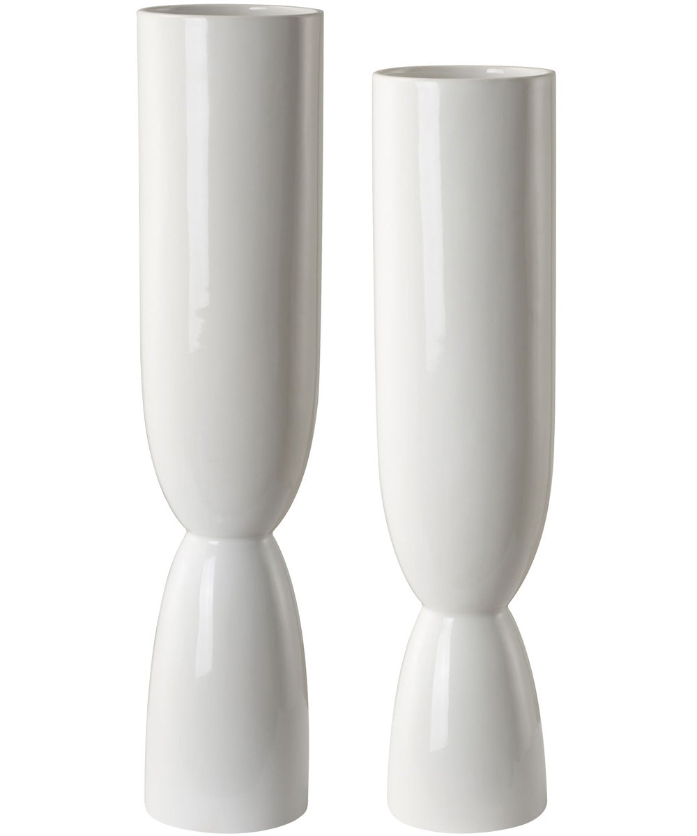 Kimist White Vases, Set of 2