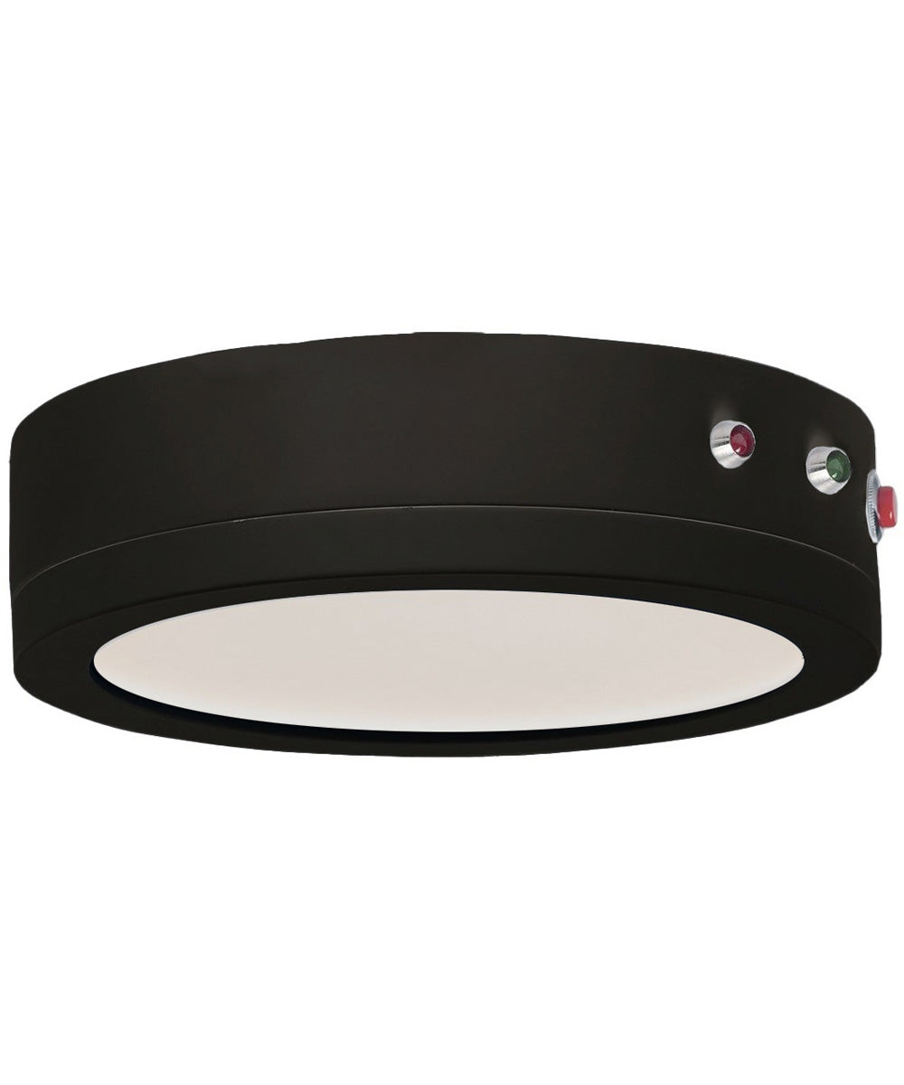 Wafer 7 inch RD LED Surface Mt 3000K w/Emergency Back Up Black