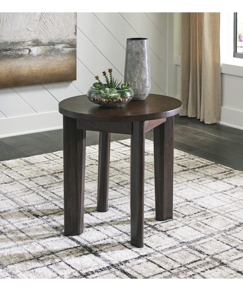 Korestone 2 Round End Table Dark Brown