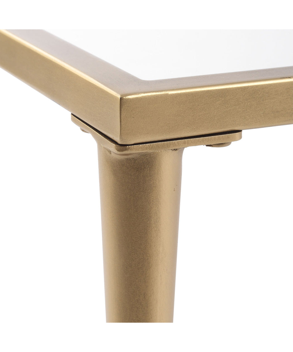 Accent Furniture with Tempered Glass Top Antique Gold