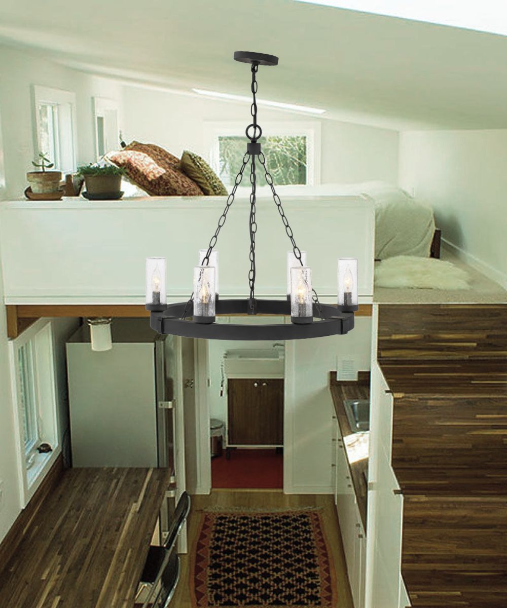 Sawyer 6-Light Medium Single Tier Chandelier 12v in Black