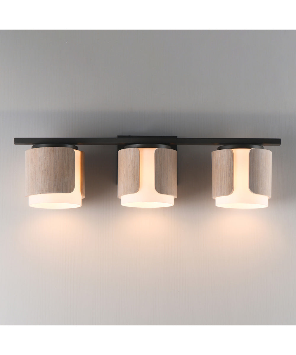 Draughtsman 3-Light Bath Vanity Natural Wood/Charcoal