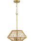 Laila 16 in. 3-Light Semi-Flush Convertible with Woven Jute Accents Vintage Brass