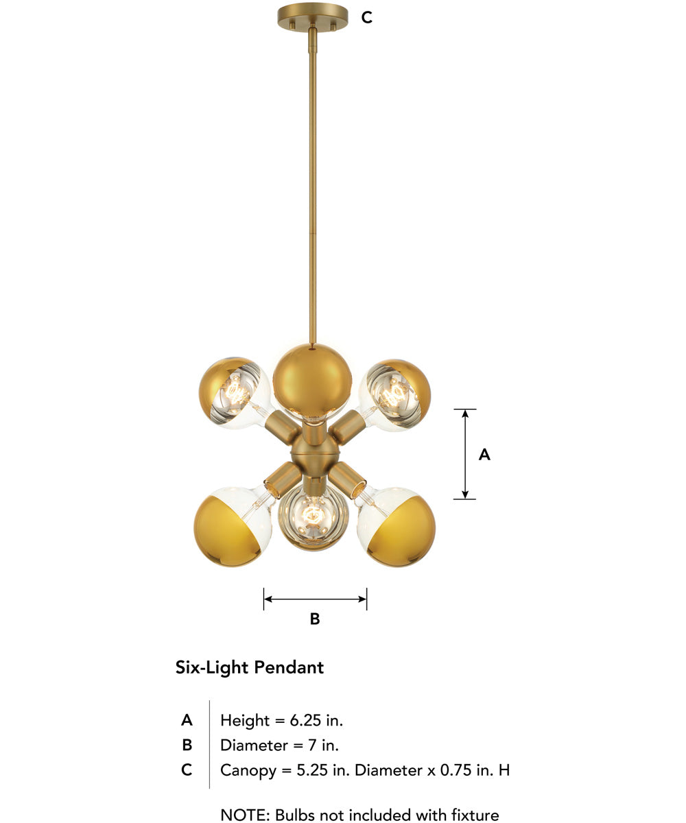 Gambit 6 Light Pendant Brushed Gold